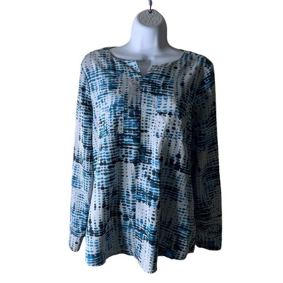 Lands'End Outfitters Top Women 6 Abstract Print Long Sleeve Casual Summer Office - Picture 3 of 7